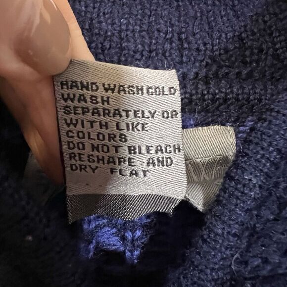 Squaw Valley Blue 100% Wool Size Medium Sweater Heavy High Quality Designer - Picture 8 of 9